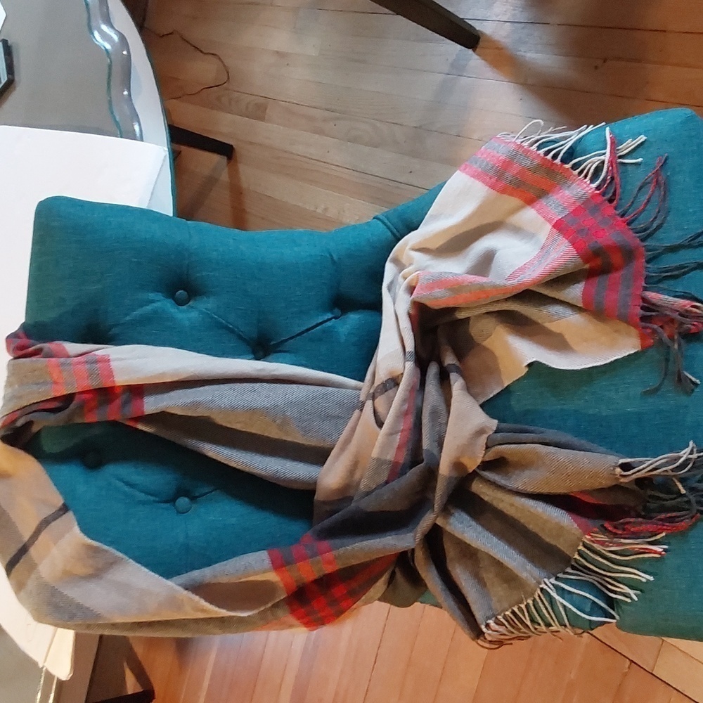 Mark & Graham Luxe Blanket Scarf Wrap Neutrals Butter Soft Plaid Oversized